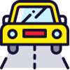illustration of a yellow car on a road